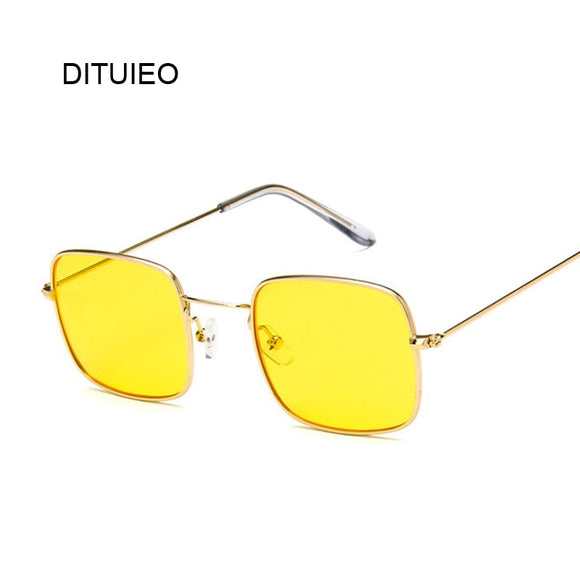 Vintage Small Square Sunglasses Women Red Yellow