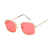 Vintage Small Square Sunglasses Women Red Yellow
