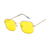 Vintage Small Square Sunglasses Women Red Yellow