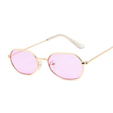Vintage Small Octagon Sunglasses Women Yellow Pink
