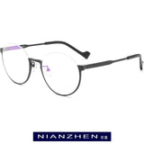 Pure Titanium Eyeglasses Frame Men Retro Round Myopia Optical