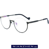 Pure Titanium Eyeglasses Frame Men Retro Round Myopia Optical