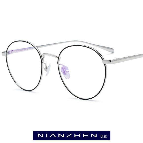 Pure Titanium Glasses Frame Men Vintage Round Myopia